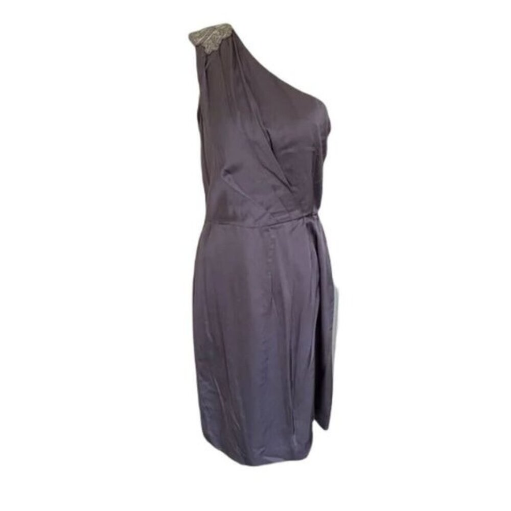 BR Purple Satin Beaded One Shoulder Cocktail‎ Dress Size 4